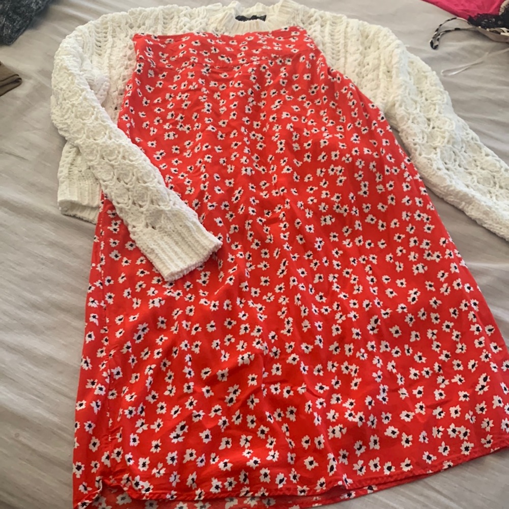 Billabong high rise skirt and Volcom sweater